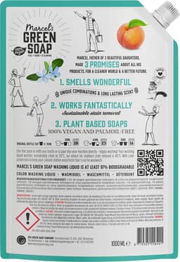 Marcel's Green Soap Wasmiddel Kleur Navul Perzik & Jasmijn 23 Wasbeurten - 1 liter — thumbnail 5