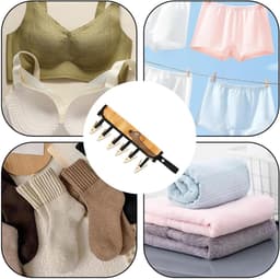 Opvouwbare waslijn - Reishanger met clips - Kleding drogen - Ruimtebesparend ontwerp - 386 x 192 cm - Bruin — thumbnail 4