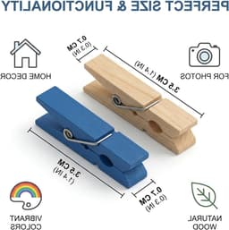 40 stuks kleine houten knijpers met draad voor fotowand, foto's ophangen en bruiloftdecoraties — thumbnail 3