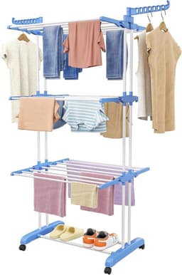 Droogrek Toren - Wasdroger Staand Rek - Kleding Drogen - 6 Inklapbare Vleugels - 50 x 75 x 171 cm — thumbnail 1
