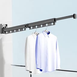 Wand Droogrek - Kledinghanger Opklapbaar - Ruimtebesparend Drogen - Aluminium Weerbestendig - 4.3x7.2x4.3 cm - Grijs — thumbnail 4