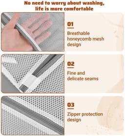 Mesh Waszakken voor Delicates Mini 40 x 30 cm Duurzame Lingerie Zakken voor Wassen Delicaten Wasmachine Lingerie Ondergoed Sokken Babykleding Reizen 15,75 x 11,81 Inch — thumbnail 4