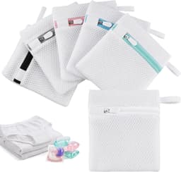 Waszak klein 6-delige set – mini-wasmachinetak met honingraatstructuur 14 × 12 cm | waszak voor fijne was beha-sokken | waszak wasmachine nettas | nettas voor ondergoed — thumbnail 1