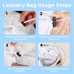 Dailygoods - Set van 2 zakken voor het wassen met trekkoord, duurzaam, slijtvast, anti-klitten, anti-beschadiging, geschikt voor wasmachine, wasmand, schoenwaszak, waszak — thumbnail 5
