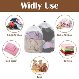 Dailygoods - 2 stuks wasnetten, waszak met koordstopper, herbruikbaar wasnet voor wasmachine, beschermt kleding, voor wasmachine, ondergoed, babykleding, sokken (30 x 40 cm, 40 x 50 cm) — thumbnail 3