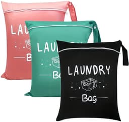 Dailygoods- Reiswaszakken 3 Stuks - Waszak Groot 38 x 48 cm - Vuile Kledingtas - Natte Tas voor Sport - Opvouwbaar met Rits - Handvat voor Gemak — thumbnail 1