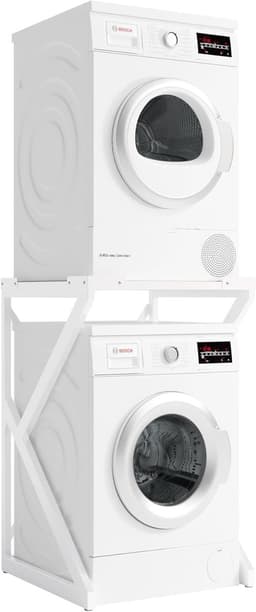 Opbergkast Wasmachine Droger - Stapelset Meubel - Ruimte Besparen - Stabiele Metalen Structuur - 100 kg Capaciteit - Wit — thumbnail 1