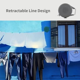 Intrekbare Waslijn - Drooglijn Spoel - Kleding Drogen - 15 Meter Lengte - 12 m² Droogruimte - Grijs — thumbnail 4