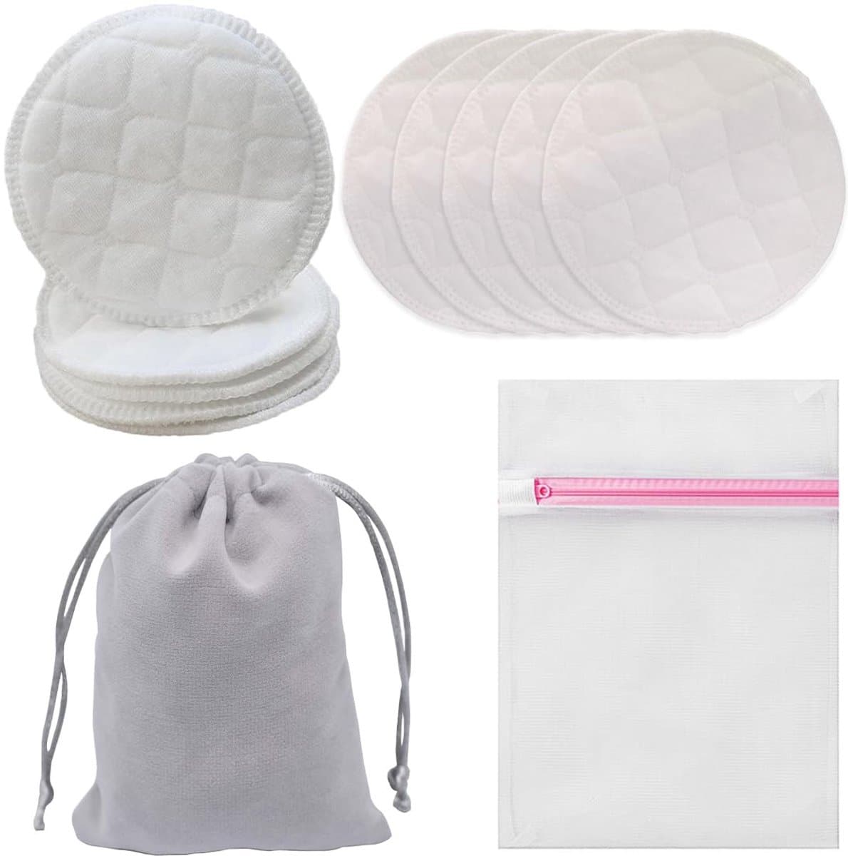 Dailygoods - 10 stuks borstvoedingsinzetstukken, wasbaar, van biologisch bamboe, met waszak, borstvoedingsinzetstukken, herbruikbaar, verpleging, anti-allergeen, beha's — afbeelding 1