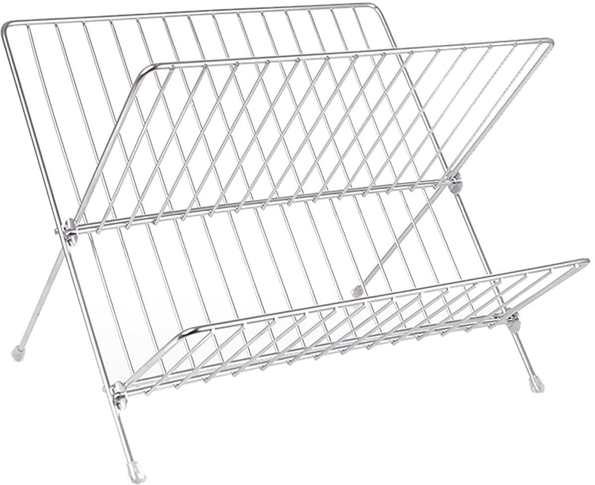Dailygoods- Droogrek Opvouwbaar - 2-laags - Roestvrij Staal - X-vormig - Duurzaam - 28x33cm - Afdruiprek — afbeelding 1