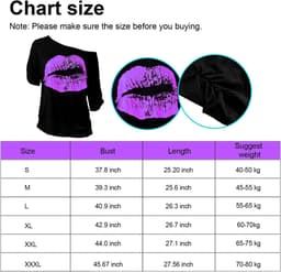 jaren 80 Kostuum Accessoires Set, Lips Print T-Shirt Kant Hoofdband Oorbellen Ketting Armband voor 80s Thema Party (Paars, XXL) — thumbnail 4