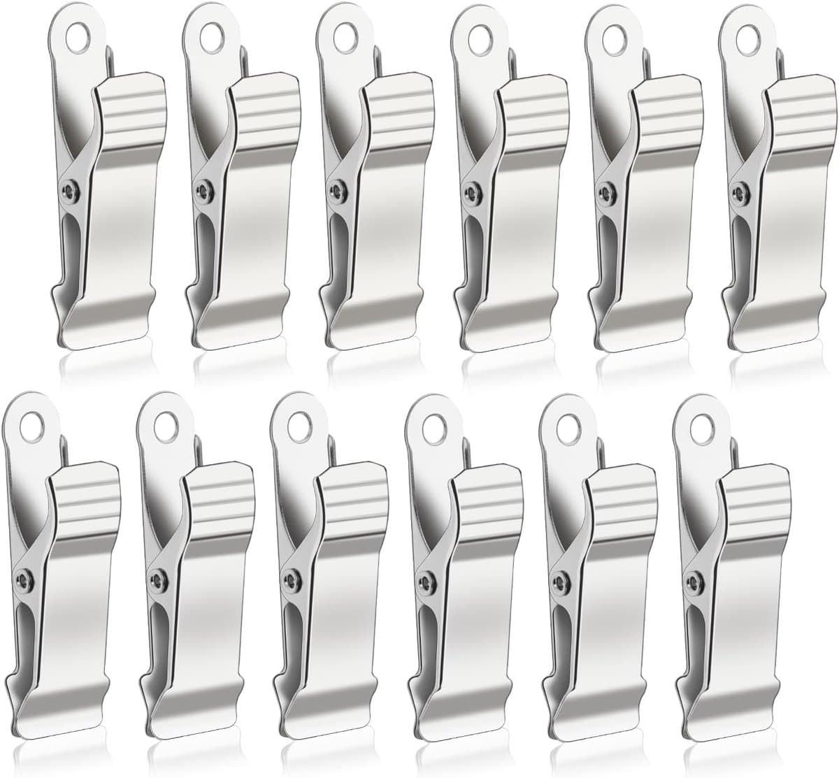 12 stuks binderclips klemmen metaal roestvrij staal wasknijpers mini clips fotoclips brede veerklemmen voor draden, kleding, sokken, handdoeken, papier, doe-het-zelf decoratie, foto's, snacks — afbeelding 1