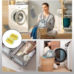 Set van 2 Schoenwaszakken voor Sneakers en Sportschoenen, 39 cm, Wasmachine Bescherming met Rits, Grijs-Geel en Turquoise Accenten — thumbnail 5