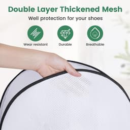 Schoenwaszak voor wasmachine - Wit - 40 x 22 x 24 cm - Dubbellaags Mesh Polyester - Voor Schoenen en Textiel — thumbnail 3