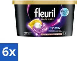 6 x Fleuril - Wasmiddel - Renew Black Caps - Zwarte Was - 15 wasbeurten - Wasmiddel Capsules - Zwarte Was - Wasverzachter - Kleurherstel - Wasmiddel Voor Donkere Kleding — thumbnail 1