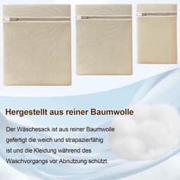 Wasnetjes met ritssluiting - Katoen - 30 x 20 cm - Milieuvriendelijk waszakje voor delicate was — thumbnail 5