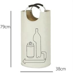 Wasmand - Opbergzakken van Oxford-stof - Vuilniszak - Verzamelbak voor lege flessen - Opvouwbare Opbergcontainer,Aluminium Handvat , Grote Capaciteit - Oxford Stof - 79×38 CM - Geschikt voor keuken, garage, tuin, camping en opslagruimtes - Wit — thumbnail 5