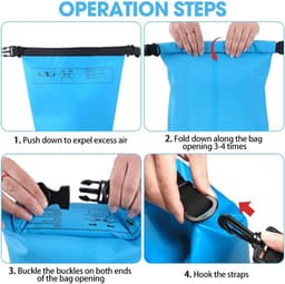 mizikuu Waterdichte tas, 10 l, Dry Bag met verstelbare schouderriem, waterdicht, duurzaam, veelzijdig, organizer voor strand, camping, kajakken, vissen, raften, zwemmen, boottochten, wandelen, blauw — thumbnail 2