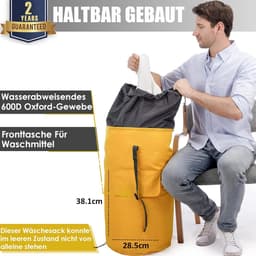 SnelShoppen - Gele XXL Waszak 115 Liter - Waterdichte Rectangulaire PVC Reistas met 2 Gewatteerde Schouderbanden - Vouwbare Opbergzak voor Kleding - P — thumbnail 3