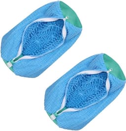 2-delige multifunctionele reinigingszakken, Geschikt voor schoenen en wasgoed, pluizige vezels Geschikt voor 360° rondom reinigen, herbruikbare waszakken (blauw) — thumbnail 1