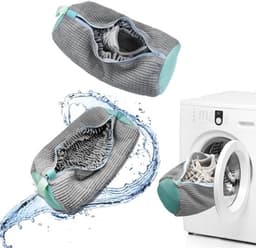 waszakken voor schoenen, 2 stuks, waszakken voor schoenen, waszak met ritssluiting, herbruikbare waszak, efficiënte reiniging, grijs — thumbnail 1