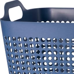 Storage Solutions Wasmand - 2x - blauw - 48 liter - 40 x 51 cm - kunststof - wasbox - mand voor wasgoed - badkamer — thumbnail 3