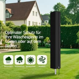 Droogmolen Beschermhoes - Lichtgrijs - 170 cm - Weerbestendig Oxford-stof met Ritssluiting - Voor Droogmolens en Wasschermen — thumbnail 5