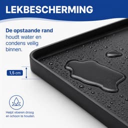 Bobypet - Wasmachine Opvangbak - Waterdichte Siliconen Lekbak 60 x 65 cm - Vloerbescherming voor Wasmachine en Droger - Zwart — thumbnail 5