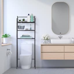 Wasmachine rek metaal 3 etages 165 x 58 x 25 cm - droger toiletrek - staand badkamerrek - zwart Wasmachine rek — thumbnail 3
