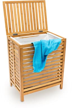 wasmand bamboe - met deksel - 100 liter - 60x50,5x35,5 cm - luchtdoorlatend — thumbnail 2