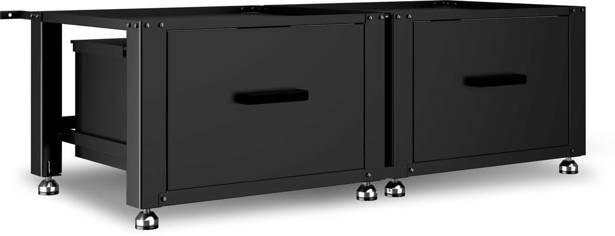 Bodo® - Wasmachine Verhoger - Dubbel - Kast - Ombouw met Lade - Zwart - 124x58x44-48cm — afbeelding 1