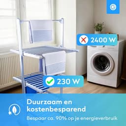 RFWR® Inklapbare Verwarmde Droogtoren met 20 Stangen – Energiezuinig Wasrek voor Binnengebruik – Ruimtebesparend Ontwerp 73x70x147 CM – Veilig voor Kinderen en Huisdieren — thumbnail 4