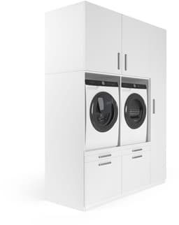 Wasophoogte® Wasmachine Kast Barcelona - Wasmachine verhoger - Wasmachine ombouw - 700(D)*1780(B)*2350(H) mm - Wit — thumbnail 3