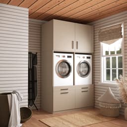 Wasophoogte® Wasmachine Kast Venice - Wasmachine verhoger - Wasmachine ombouw - 700(D)*1330(B)*2350(H) mm - Taupe — thumbnail 3