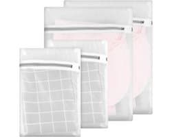 Allecto Plus - Set van 4 waszakken voor de wasmachine - Duurzame wasnetten voor reizen - Met ritssluiting - Ideaal voor fijne was - 40 x 30 cm en 30 x 20 cm - Beha sokken reisschoenen