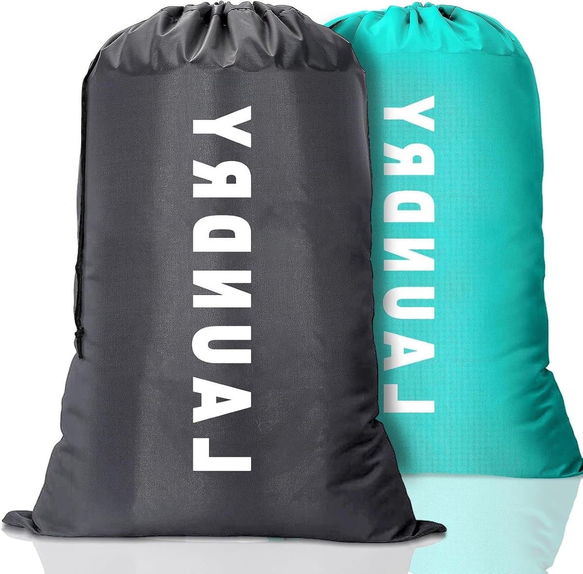 Allecto Plus - 2-Pack Grote Waszakken voor Vuile Kleding - 91 × 61 cm - Trekkoord - Herbruikbaar - Reizen - Vakantie - Kamperen - Thuisgebruik — afbeelding 1