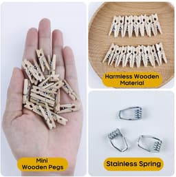 Mini Houten Klemmen - Creatief en Multifunctioneel - 168 Stuks - Natuurlijk — thumbnail 3
