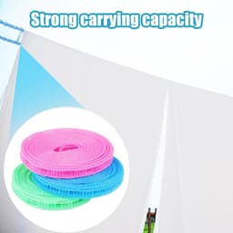 3 Stuks Waslijntouw, Wasdroogtouw Kunststof Touw voor Het Ophangen van Kleding Winddicht Antislip Waslijn voor Binnen en Buiten (10M) — thumbnail 4