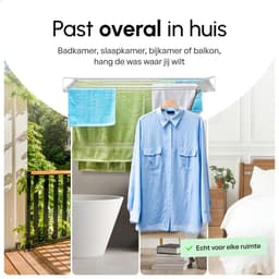 Bodo Droogrek Inklapbaar - Wanddroogrek - 80 cm - Inclusief Boormal - Vernieuwd 2025 Model - Wasrek Hangend - Uitklapbaar - Muur - Ophangbaar - 4m Drooglengte - Wit — thumbnail 5