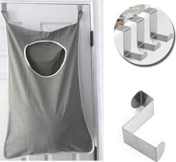 Hangende wasmand tas - Ruimtebesparend en praktisch - 1 stuk - Grijs - Katoen — thumbnail 3