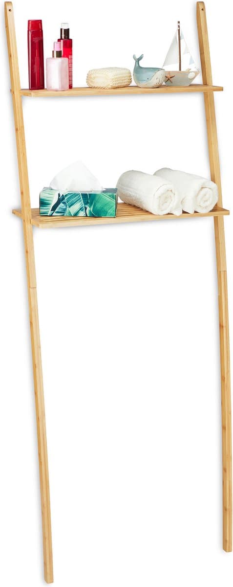 Wasmachine kast bamboe 2 etages ombouwkast badkamer HBD - 175 x 66 x 30 cm - natuurlijke ombouwmeubel Wasmachine rek — afbeelding 1