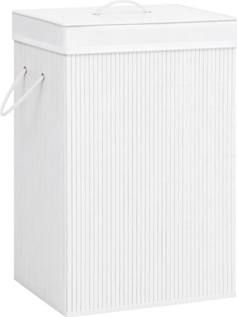 vidaXL - Wasmand - met - 2 - vakken - 72 - L - bamboe - wit — afbeelding 1