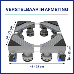 LUXEVI Wasmachine Verhoger met Wielen - Verstelbaar - 300 kg - Ook voor Droger & Koelkast - Zilver — thumbnail 2