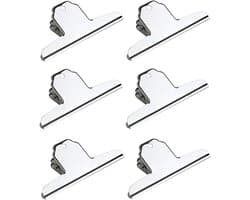 Grote Roestvrijstalen Bulldog Clips voor Papier en Voedsel - 6 Stuks