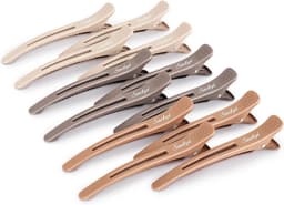 12 Professionele Haarclips voor Kapsels en Knippen - Antislip Eendensnavel van Kunststof, 11 cm, Neutraal — thumbnail 1