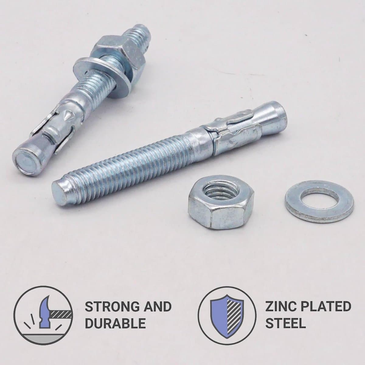 Verzinkte Wigankers M10 x 80 mm - Geschikt voor Metsel- en Betonwerk (25 stuks) — afbeelding 1