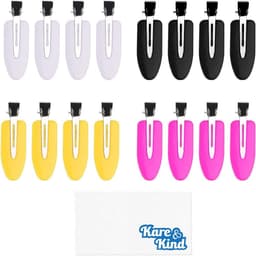 16 Stuks Haarklemmen Zonder Deuken - Voor Pony, Styling en Kappers - Zwart, Roze, Geel, Wit — thumbnail 1