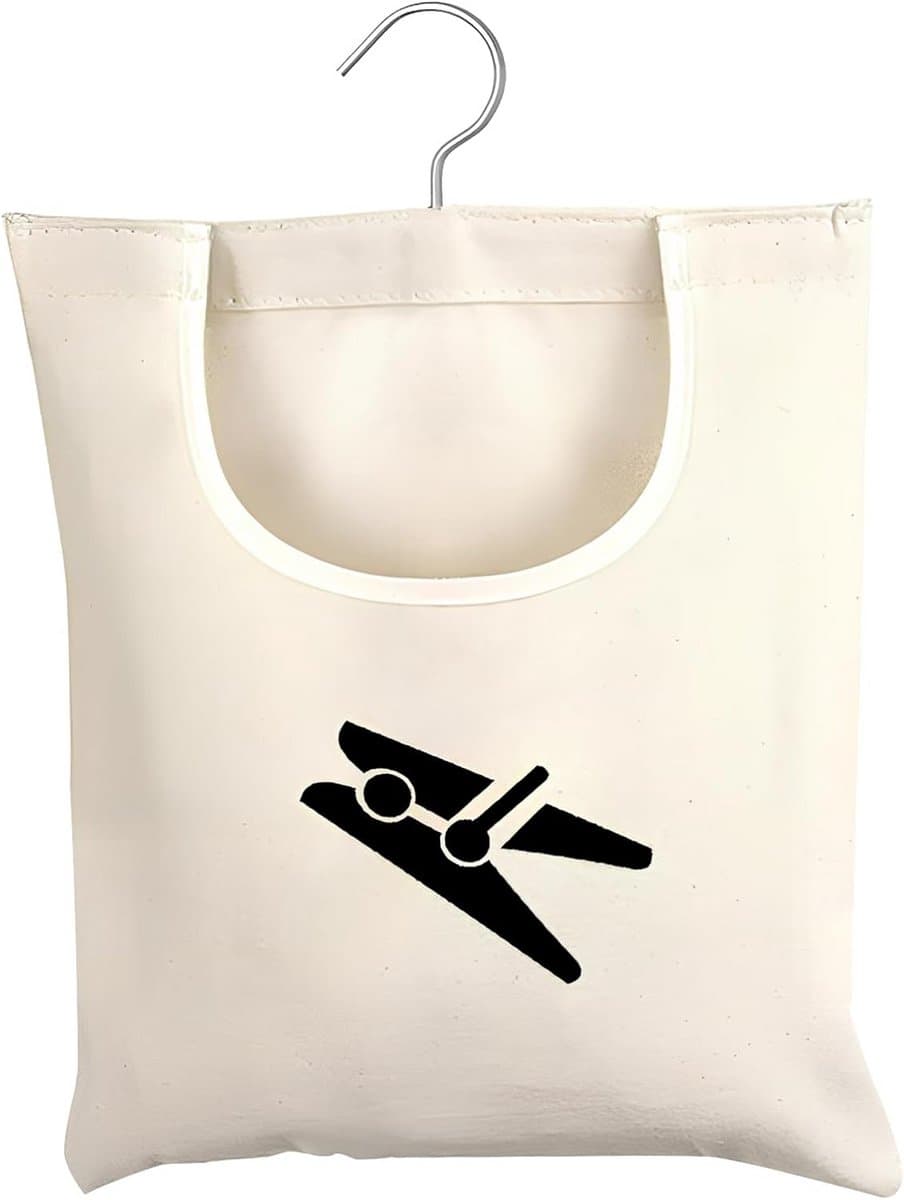 Grote Opberghoes voor Wasknijpers met Ophanghaak - Duurzame Canvas Wasknijperzak (32x28 cm) — afbeelding 1