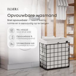 Falmora Grid Wasmand – Roestvrij Staal – Uitneembare Waszak – Wit — thumbnail 3