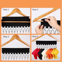 2 stuks - Organizer voor baseballpetten - Hoedenorganizer - Geschikt voor hangers en kledingkastdisplays - 10 hoedenclips - Kan baseballpetten, wintermutsen, handschoenen, kleding en sokken ophangen - Zwart — thumbnail 3